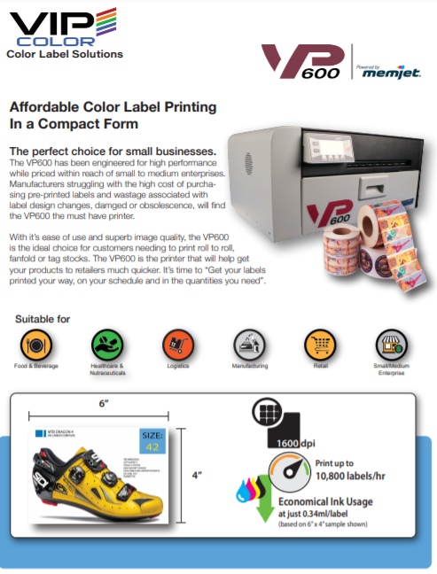 VIPColor VP600 Color Label Printer Color