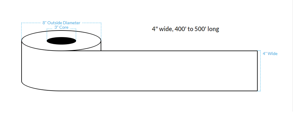 [101005-3X8-RHGP-110-1010000] 4" X 400' Removable High Gloss Paper {Continuous} Roll Labels  (3"Core/8"OD)