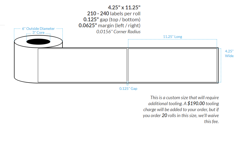 [103613-3X6-HGB-151-1000000] 5.5" X 17" Premium High Gloss White Polypropylene BOPP {Square Corners} Roll Labels  (3"Core/6"OD)