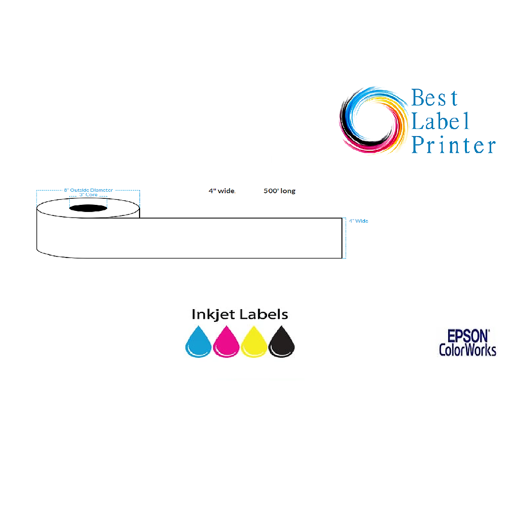 [C60GC003] 4" X 500' EPSON COLORWORKS MEDIA HIGH GLOSS LABELS (COLORWORKS C6000/C7500 SERIES) (3"CORE/8"OD)