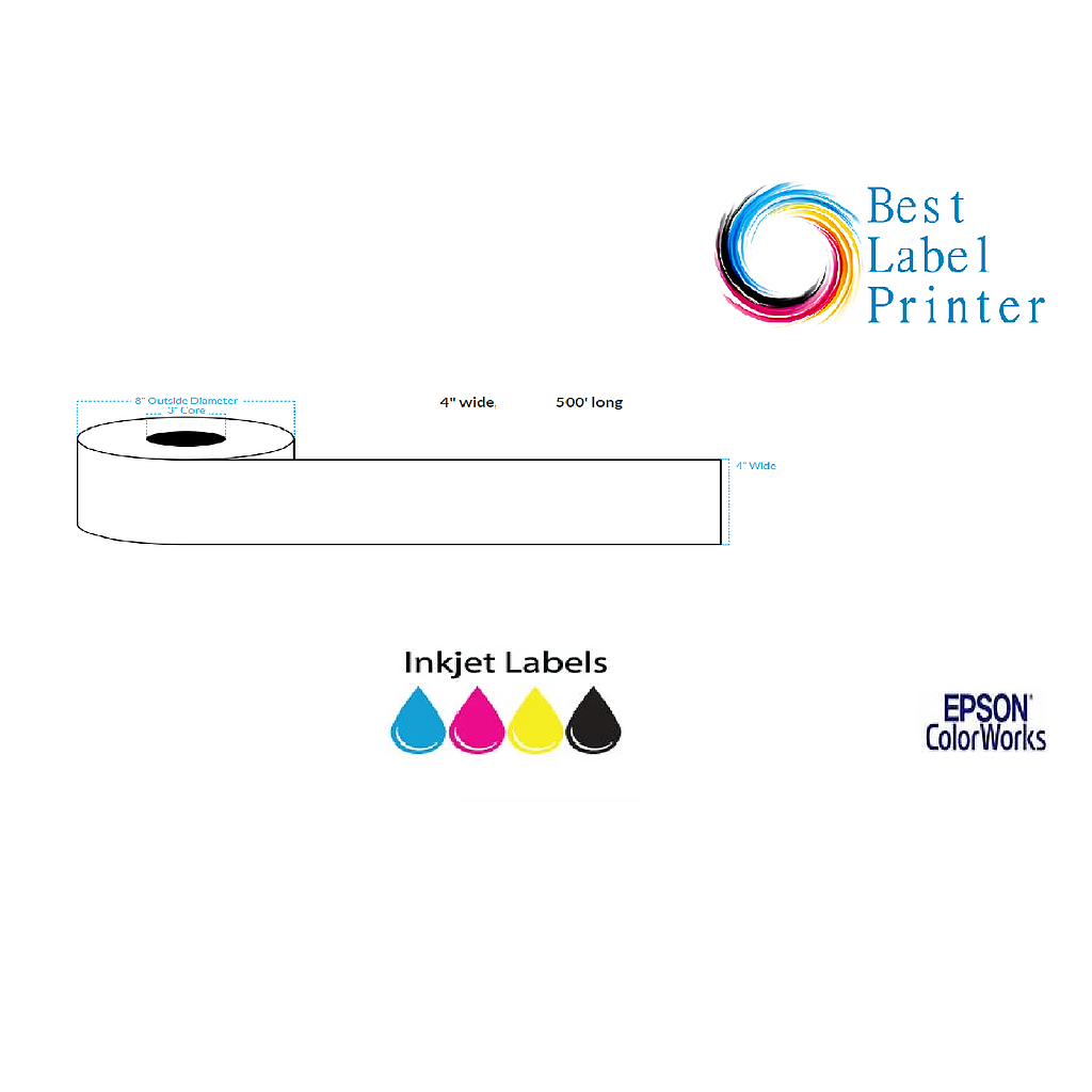 4" X 500' EPSON COLORWORKS MEDIA HIGH GLOSS LABELS (COLORWORKS C6000/C7500 SERIES) (3"CORE/8"OD)