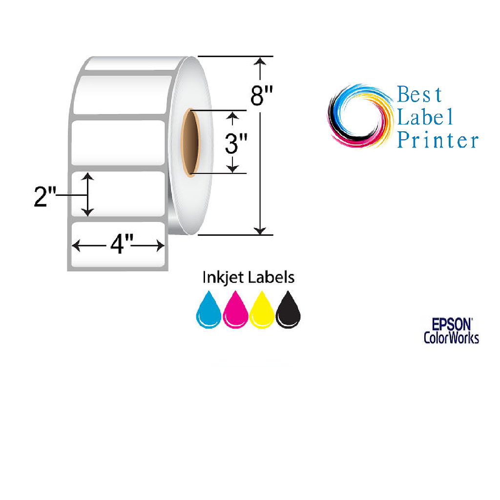[C60CD001] 4" x 2" Epson ColorWorks Media Durable Matte Synthetie Labels (C6000/C7500 Series) (3"CORE/8"OD)