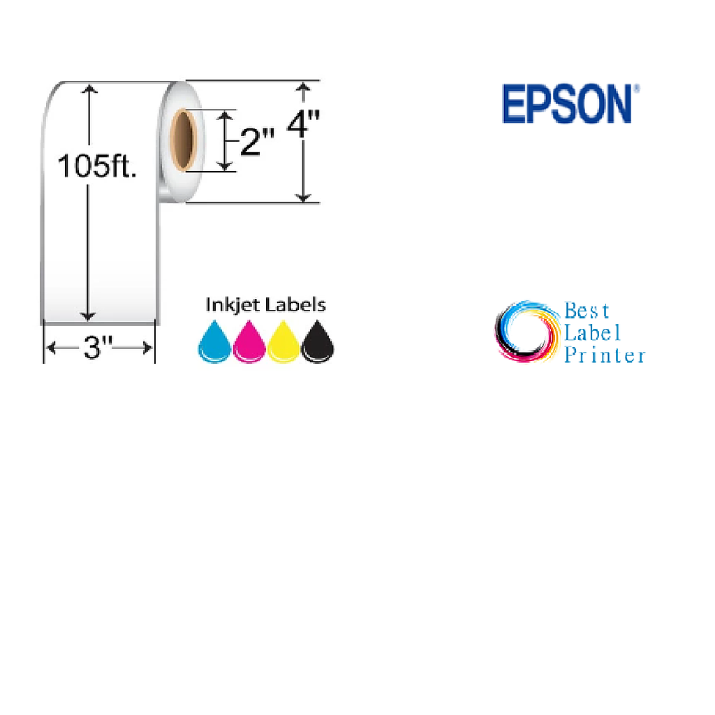 3" x 105' Epson ColorWorks Media Premium Matte Labels (C3500/C4000 Series) (2"CORE/4"OD)
