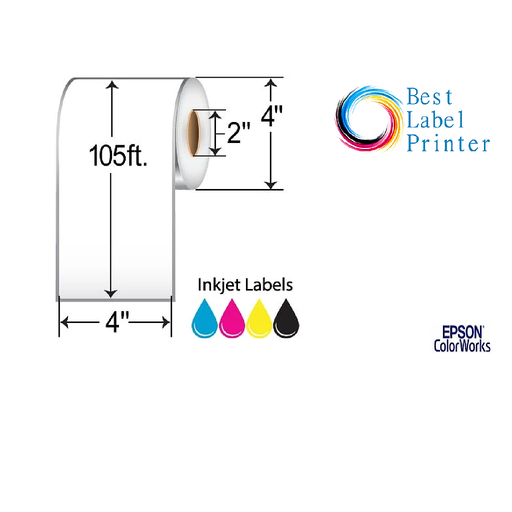 4" x 105' Epson ColorWorks Media Premium Matte Labels (C3500/C4000 Series) (2"CORE/4"OD)