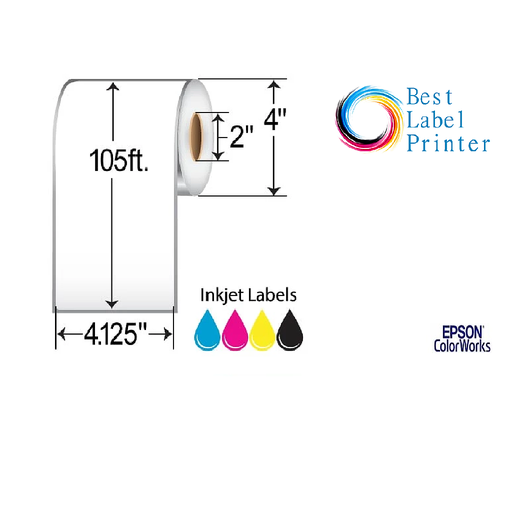 [C35MC004] 4-1/8" x 105' Epson ColorWorks Media Premium Matte Labels (C3500/C4000 Series) (2"CORE/4"OD)