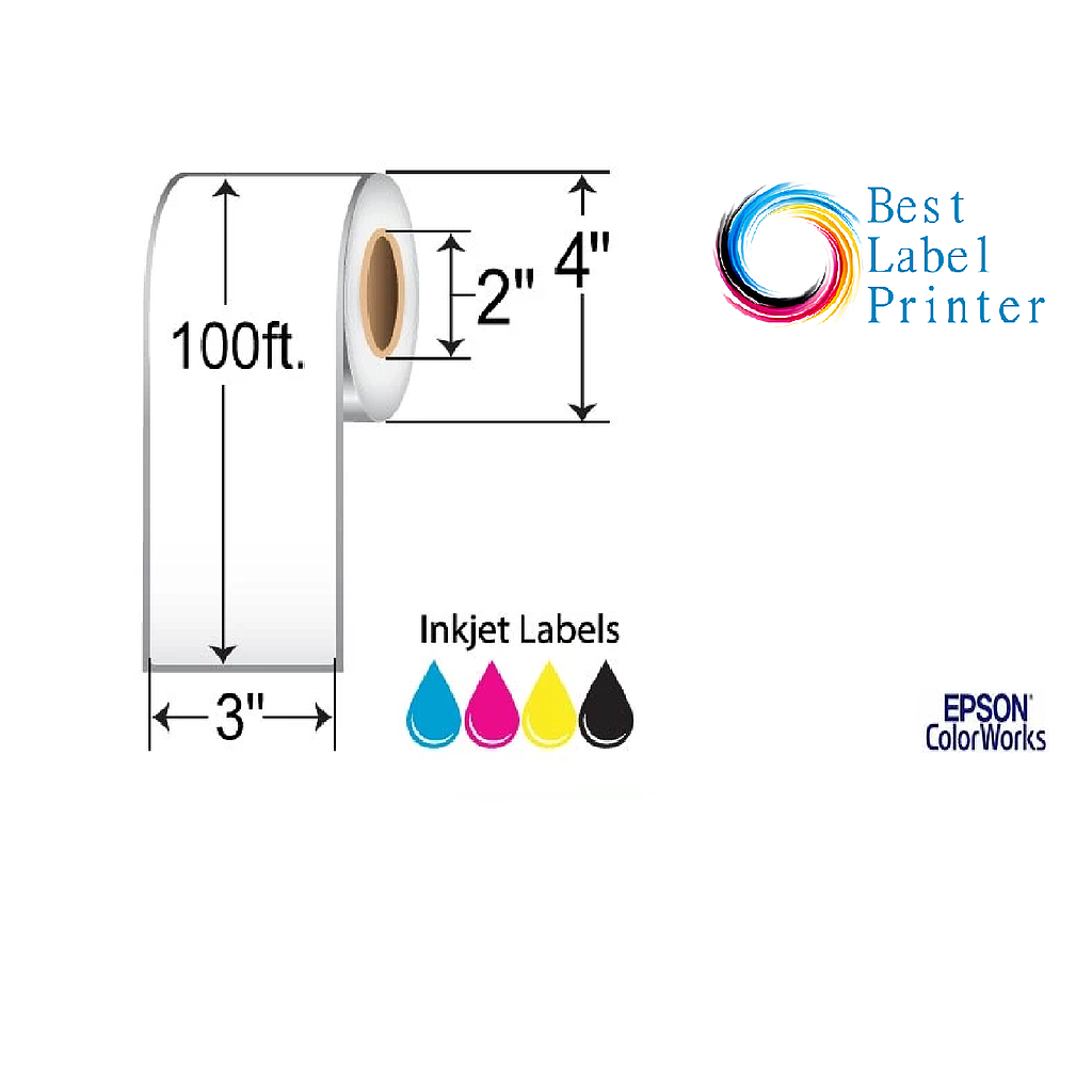 3" x 100' Epson ColorWorks Media High Gloss Labels (C3500/C4000 Series) (2"CORE/4"OD)