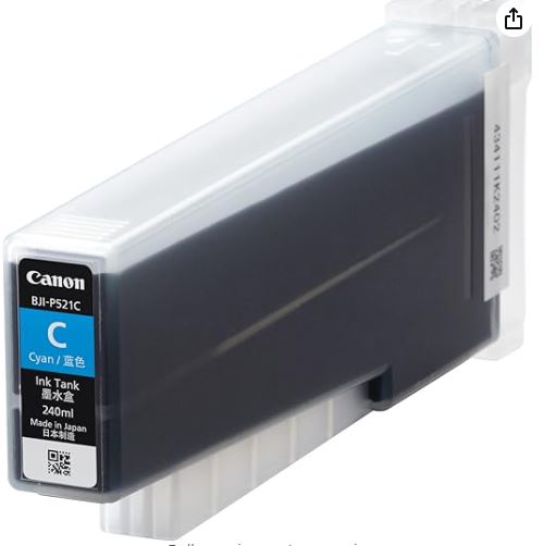 Genuine Canon 7635B002AA BJI-P521C Cyan Ink Tank (240ML) (LX-P5510)