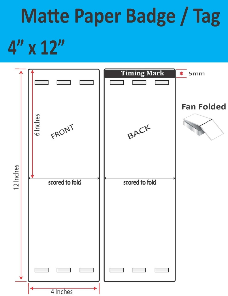 [IJM-4-12-1000-3H-9TG] 4” X 12” MATTE PAPER TRADE SHOW/EVENT/VISITOR ID BADGE TAGS (BEST FOR EPSON COLORWORKS C4000 LABEL PRINTERS) (FAN FOLDED)