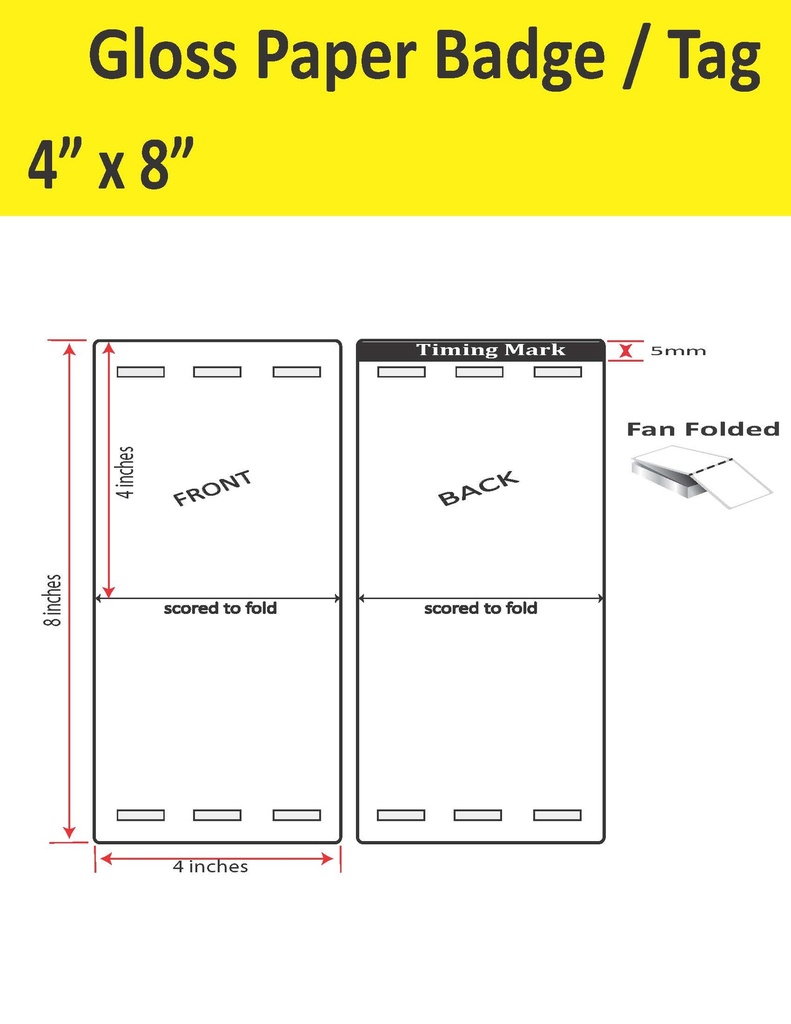 [IJG-4-8-1000-3H-TAG] 4” X 8” GLOSS PAPER TRADE SHOW/EVENT/VISITOR ID BADGE TAGS (BEST FOR EPSON COLORWORKS C4000/D3800 SERIES LABEL PRINTERS) (FAN FOLDED)