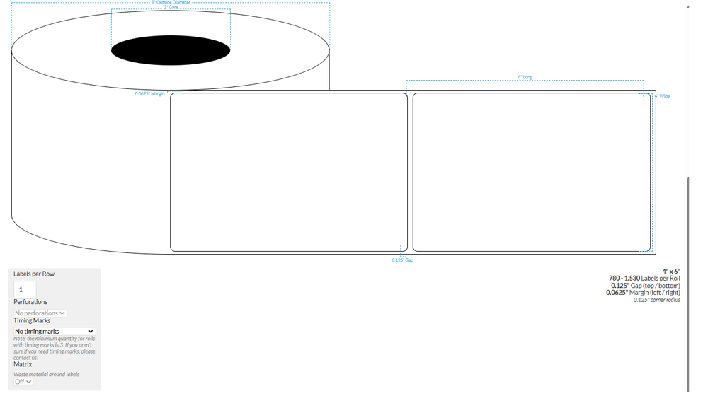 4" x 6" VIPColor VP700 HIGH GLOSS WHITE BOPP (ROUNDED CORNERS) Roll Labels (3"CORE/8"OD)