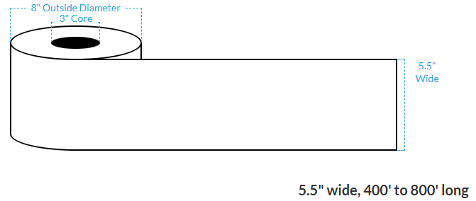 5.5" x 500' VIPColor VP550 MATTE WHITE BOPP (CONTINUOUS) Roll Labels (3"CORE/8"OD)