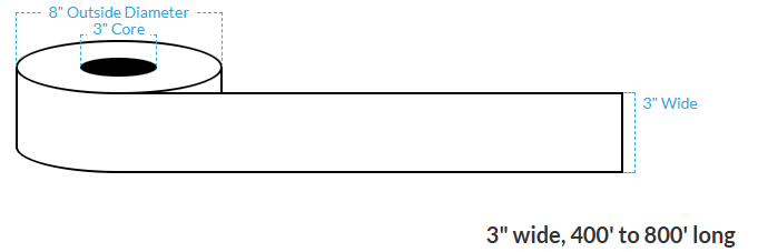 3" x 500' VIPColor VP660 MATTE WHITE BOPP (CONTINUOUS) Roll Labels (3"CORE/8"OD)