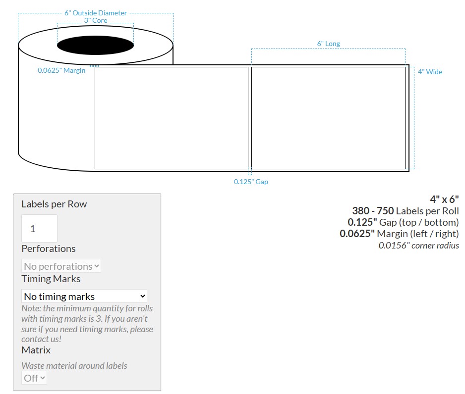 [102473-3X6-MWBET-151-1000000] 4" X 6" Matte White Poly BOPP Extreme Tack (BS5609 Certification) {Square Corners} Blank Roll Labels  (3"Core/6"OD)