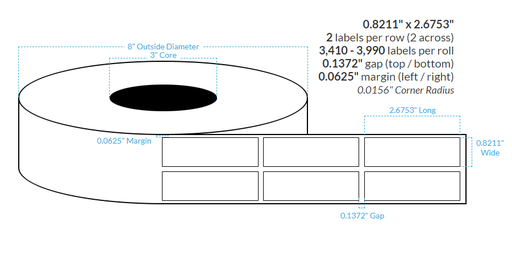 [100940-3X8-ACL-161-2000000] 0.8211" x 2.6753" AVON CLASSIC LINEN {SQUARE CORNERS} Roll Labels (3"CORE/8"OD)