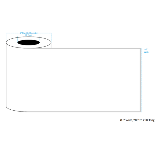 [101897-3X6-WC5-151-1000000] 8.5" x 250' INKJET CLEAR Polypropylene BOPP {CONTINUOUS} Roll Labels  (3"CORE/6"OD)