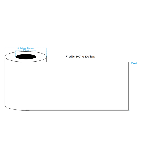 [101591-3X6-R43-151-1010000] 7" x 250' REMOVEABLE MATTE WHITE Polypropylene BOPP {CONTINUOUS} Roll Labels  (3"CORE/6"OD)