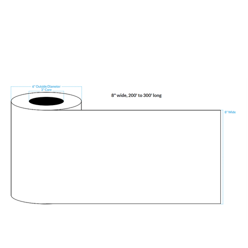 [100943-3X6-RMWB-151-1010000] 8" x 250' REMOVEABLE MATTE WHITE Polypropylene BOPP {CONTINUOUS} Roll Labels  (3"CORE/6"OD)