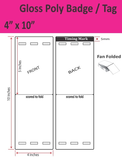[IGP-4-8-1000-3H-TAG] 4” X 8” GLOSS POLY TRADE SHOW/EVENT/VISITOR ID BADGE TAGS (BEST FOR EPSON COLORWORKS C4000/C3500 SERIES LABEL PRINTERS) (FAN FOLDED)