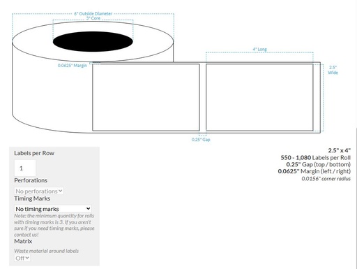 [102249-3X6-CB-151-1100000] 2.5" X 4" INKJET CLEAR Polypropylene BOPP {REC/SQUARE} Roll Labels (3"CORE/8"OD)
