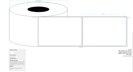 [101400-3X8-MWB5609-206-1000000] 4" X 6" MATTE WHITE BOPP (BS5609 CERTIFICATION) PERFORATED {ROUNDED CORNERS} Blank Roll Labels  (3"CORE/8"OD)