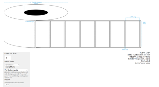 [100831-3X8-HGBBLOCK-189-1000000] 3.25" x 1.75" CANON LX-D5500 HIGH GLOSS WHITE BOPP BLOCKOUT {RECTANGLE/SQUARE CORNERS} PERFORATED Roll Labels  (3"CORE/8"OD)